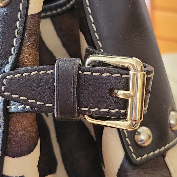 Dooney & Bourke Giraffe Print Shoulder Bag - Brown and Black - Picture 4 of 15